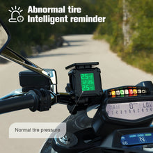 Load image into Gallery viewer, Motorcycle Tire Pressure Monitoring TPMS Tire Temperature Alarm System LCD Display Solar Charging Waterproof Sensor
