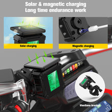Load image into Gallery viewer, Motorcycle Tire Pressure Monitoring TPMS Tire Temperature Alarm System LCD Display Solar Charging Waterproof Sensor
