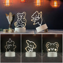 Load image into Gallery viewer, 3D Lamp Happy Bear Acrylic USB LED Night Lights Neon Sign Lamp Xmas Christmas Decorations for Home Bedroom Birthday Decor Wedding Gifts
