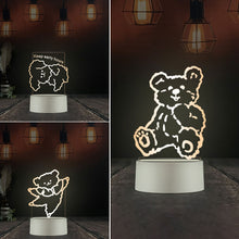 Load image into Gallery viewer, 3D Lamp Happy Bear Acrylic USB LED Night Lights Neon Sign Lamp Xmas Christmas Decorations for Home Bedroom Birthday Decor Wedding Gifts
