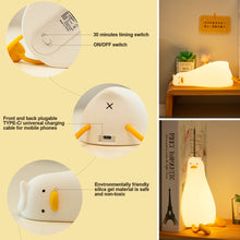 Load image into Gallery viewer, USB Rechargeable Duck Nightlight Patting Switch Children Kid Bedroom Bedside Lamp Decoration Atmosphere Table Lamp Birthday Gift
