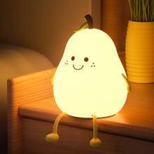 Load image into Gallery viewer, USB Rechargeable Pear Nightlight Patting Switch Children Kid Bedroom Bedside Lamp Decoration Atmosphere Table Lamp Birthday Gift
