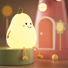 Load image into Gallery viewer, USB Rechargeable Pear Nightlight Patting Switch Children Kid Bedroom Bedside Lamp Decoration Atmosphere Table Lamp Birthday Gift
