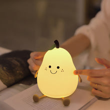 Load image into Gallery viewer, USB Rechargeable Pear Nightlight Patting Switch Children Kid Bedroom Bedside Lamp Decoration Atmosphere Table Lamp Birthday Gift
