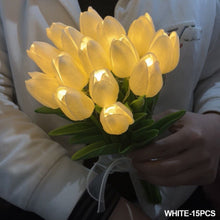 Load image into Gallery viewer, 10/15pcs Luminous LED Tulip Bouquet with Light Christmas Gift Valentine's Day Flower Bouquet Photo Prop Flower Birthday Gifts Wedding Home Decoration
