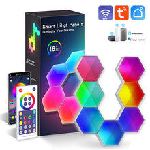 Load image into Gallery viewer, USB WIFI Smart Light Panels DIY Music Rhythm Ambient Atmosphere Backlight LED Hexagon Night Light Creative RGB Decor Quantum Wall Lamps
