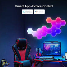 Load image into Gallery viewer, USB WIFI Smart Light Panels DIY Music Rhythm Ambient Atmosphere Backlight LED Hexagon Night Light Creative RGB Decor Quantum Wall Lamps
