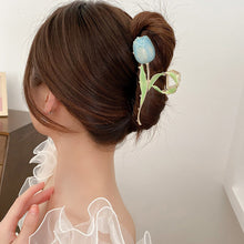 Load image into Gallery viewer, Personalized Korean Version Gentle Colorful Tulip Green Leaf Elegant Fashionable Clamp
