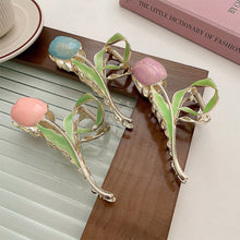 Load image into Gallery viewer, Personalized Korean Version Gentle Colorful Tulip Green Leaf Elegant Fashionable Clamp

