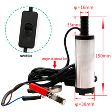 Load image into Gallery viewer, 12V/24V 38mm Electric Fuel Transfer Pump Water Oil Transfer Refueling Submersible Pump With Clips or Cigarette Lighter For Diesel Water Pump Motorbike
