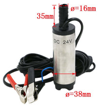 Load image into Gallery viewer, 12V/24V 38mm Electric Fuel Transfer Pump Water Oil Transfer Refueling Submersible Pump With Clips or Cigarette Lighter For Diesel Water Pump Motorbike
