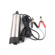 Load image into Gallery viewer, 12V/24V 38mm Electric Fuel Transfer Pump Water Oil Transfer Refueling Submersible Pump With Clips or Cigarette Lighter For Diesel Water Pump Motorbike
