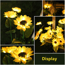 Load image into Gallery viewer, Solar Sunflowers Outside Garden Lawn Light IP65 Waterproof Solar Flowers Pathway Light for Patio Yard Wedding Holiday Decoration
