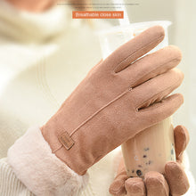 Load image into Gallery viewer, Suede Plush Thickened Touch Screen Warm Gloves Winter Warm Cold Proof Gloves Comfortable Soft Fabric Gloves for Women
