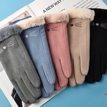 Load image into Gallery viewer, Suede Warm Gloves Winter Plush Thickened Split Finger Gloves Soft Comfortable Touch Screen Warm Gloves for Women
