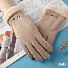 Load image into Gallery viewer, Suede Warm Gloves Winter Plush Thickened Split Finger Gloves Soft Comfortable Touch Screen Warm Gloves for Women
