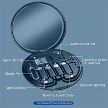 Load image into Gallery viewer, Cable Case Multifunction Cable Box USB C Type-C Micro Lightning 60W Power Cable SIM Ejector Pin Mirror TF Card Slot Gift
