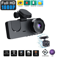 Load image into Gallery viewer, 3-Lens 1080P 2.0inch Car DVR HDInside Vehicle Dash CamThree Way Camera DVRs Recorder Video Registrator Dashcam Camcorder
