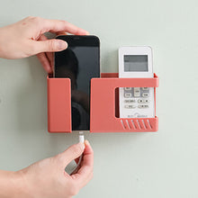 Load image into Gallery viewer, Wall-mounted Storage Box Punch-free Mobile Phone Charging Holder Remote Control Organizer Multifunction Wall Debris Rack Bedside Container
