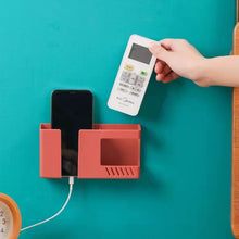 Load image into Gallery viewer, Wall-mounted Storage Box Punch-free Mobile Phone Charging Holder Remote Control Organizer Multifunction Wall Debris Rack Bedside Container
