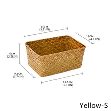 Load image into Gallery viewer, Woven Seagrass Storage Baskets Hand-woven Straw Seaweed Basket Desk Organizer Picnic Basket Rectangular Box Fruit Snack Cosmetics Container

