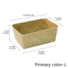 Load image into Gallery viewer, Woven Seagrass Storage Baskets Hand-woven Straw Seaweed Basket Desk Organizer Picnic Basket Rectangular Box Fruit Snack Cosmetics Container
