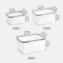 Load image into Gallery viewer, Refrigerator Storage Box Square Sealed Box With Drain Basket Fridge Organizer Food Container Fresh Vegetable Box Durable Kitchen Fresh-keeping Box

