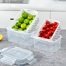 Load image into Gallery viewer, Refrigerator Storage Box Square Sealed Box With Drain Basket Fridge Organizer Food Container Fresh Vegetable Box Durable Kitchen Fresh-keeping Box
