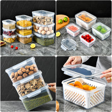 Load image into Gallery viewer, Refrigerator Storage Box Square Sealed Box With Drain Basket Fridge Organizer Food Container Fresh Vegetable Box Durable Kitchen Fresh-keeping Box
