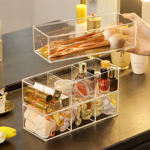 Load image into Gallery viewer, Acrylic Makeup Layered Storage Box Finishing Grid for Cosmetic Jewelry Lipstick Organizer Dressing Table Desktop Drawer Compartment Display Boxes

