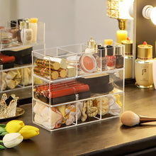 Load image into Gallery viewer, Acrylic Makeup Layered Storage Box Finishing Grid for Cosmetic Jewelry Lipstick Organizer Dressing Table Desktop Drawer Compartment Display Boxes

