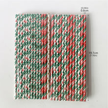 Load image into Gallery viewer, 25Pcs Christmas Paper Straws Disposable Biodegradable Drinking Straw Snowflake Xmas Tree Decoration for New Year Wedding Birthday Party Event Supplies
