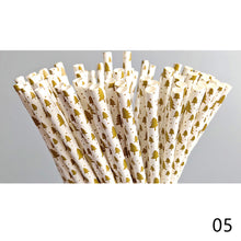 Load image into Gallery viewer, 25Pcs Christmas Paper Straws Disposable Biodegradable Drinking Straw Snowflake Xmas Tree Decoration for New Year Wedding Birthday Party Event Supplies
