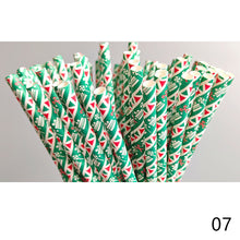 Load image into Gallery viewer, 25Pcs Christmas Paper Straws Disposable Biodegradable Drinking Straw Snowflake Xmas Tree Decoration for New Year Wedding Birthday Party Event Supplies
