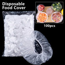 Load image into Gallery viewer, 100pcs Disposable Food Cover Elastic Food Lids Plastic Wrap For Fruit Bowl Cups Kitchen Storage Fresh Keeping Saver Bag Dustproof Leftovers Covers Shower Cap
