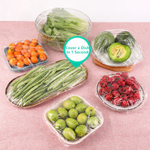 Load image into Gallery viewer, 100pcs Disposable Food Cover Elastic Food Lids Plastic Wrap For Fruit Bowl Cups Kitchen Storage Fresh Keeping Saver Bag Dustproof Leftovers Covers Shower Cap
