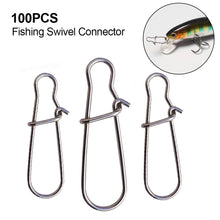 Load image into Gallery viewer, 100pcs Stainless Steel Fishing Connector Fast Clip Lock Snap Swivel Solid Rings Safety Snaps Fishing Hook Tool Snap
