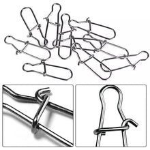 Load image into Gallery viewer, 100pcs Stainless Steel Fishing Connector Fast Clip Lock Snap Swivel Solid Rings Safety Snaps Fishing Hook Tool Snap
