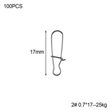 Load image into Gallery viewer, 100pcs Stainless Steel Fishing Connector Fast Clip Lock Snap Swivel Solid Rings Safety Snaps Fishing Hook Tool Snap
