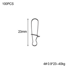 Load image into Gallery viewer, 100pcs Stainless Steel Fishing Connector Fast Clip Lock Snap Swivel Solid Rings Safety Snaps Fishing Hook Tool Snap
