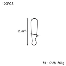 Load image into Gallery viewer, 100pcs Stainless Steel Fishing Connector Fast Clip Lock Snap Swivel Solid Rings Safety Snaps Fishing Hook Tool Snap
