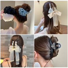 Load image into Gallery viewer, Personalized Korean Super Fairy Mesh Flower Feather Clip Fashionable Clamp Back Head Plate Hair Shark Hairpin Apparel Accessories
