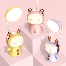 Load image into Gallery viewer, Cartoon USB Rechargeable Table Lamp Dual Light LED Lamp Student Kids Bedroom Reading Desk Lamp Night Light

