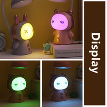 Load image into Gallery viewer, Cartoon USB Rechargeable Table Lamp Dual Light LED Lamp Student Kids Bedroom Reading Desk Lamp Night Light
