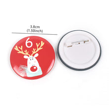 Load image into Gallery viewer, 24pcs Christmas Badges Santa Claus Snowflake Numbers Cartoon Label DIY Xmas Gift Bag Decortaion Badge
