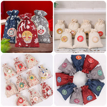 Load image into Gallery viewer, 24pcs Christmas Badges Santa Claus Snowflake Numbers Cartoon Label DIY Xmas Gift Bag Decortaion Badge
