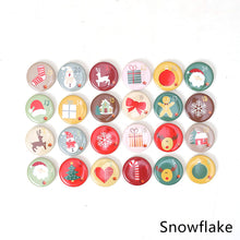 Load image into Gallery viewer, 24pcs Christmas Badges Santa Claus Snowflake Numbers Cartoon Label DIY Xmas Gift Bag Decortaion Badge
