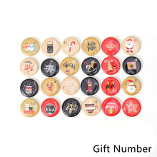 Load image into Gallery viewer, 24pcs Christmas Badges Santa Claus Snowflake Numbers Cartoon Label DIY Xmas Gift Bag Decortaion Badge
