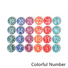 Load image into Gallery viewer, 24pcs Christmas Badges Santa Claus Snowflake Numbers Cartoon Label DIY Xmas Gift Bag Decortaion Badge
