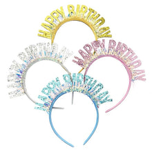 Load image into Gallery viewer, Glitter HAPPY BIRTHDAY Sequin Hair Band Birthday Party Decorations Kids Adult Girl Boy Silver Gold Blue Pink Rose Red Headbands Photograph Props
